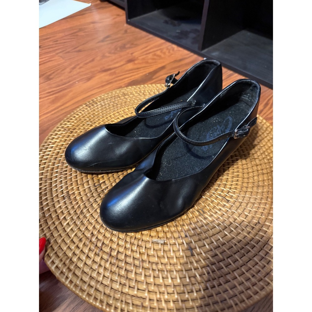 Capezio Black Leather Mary Jane Character Dance Shoes Block Heel Women Stage - Picture 3 of 10